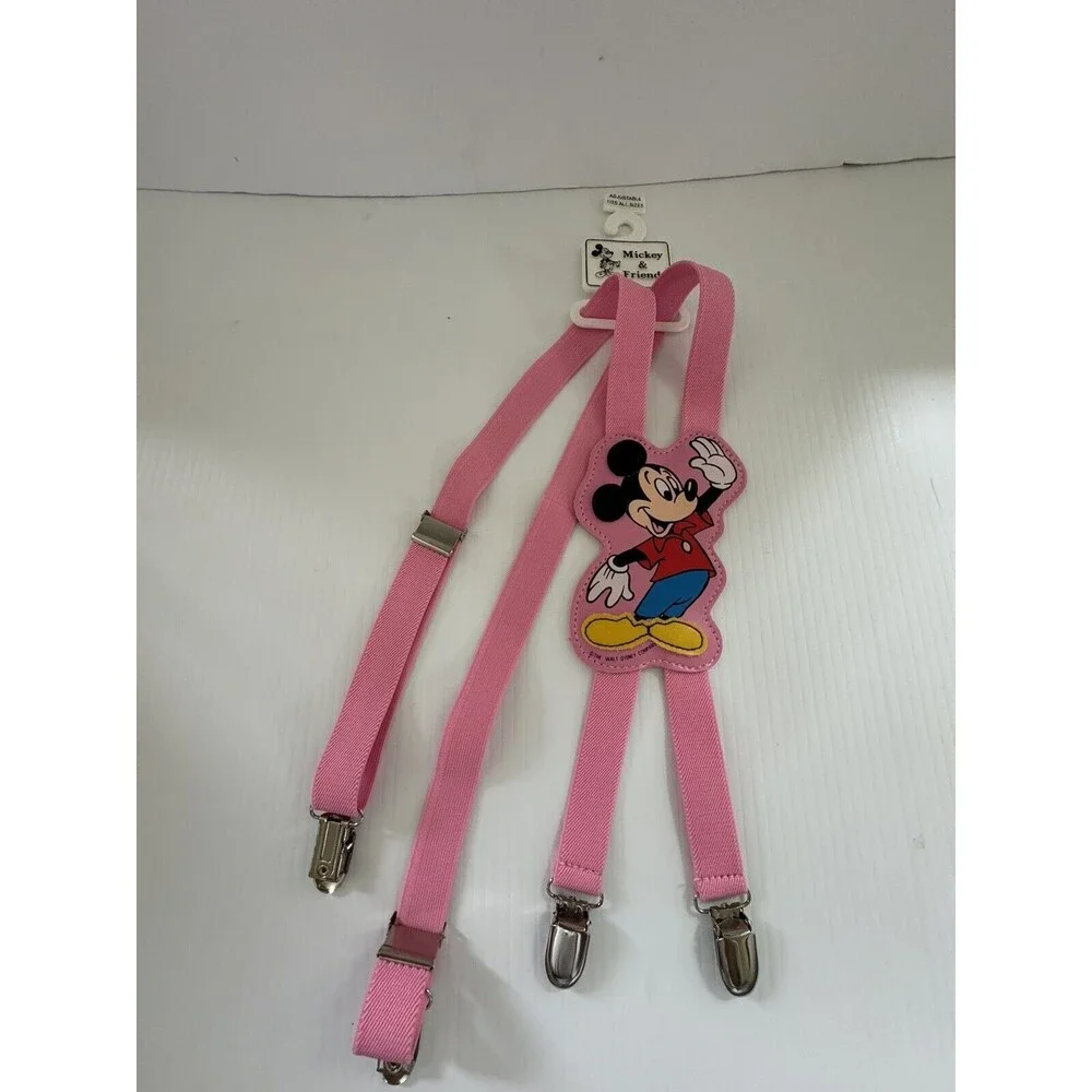 Vintage Mickey Mouse Suspenders Rare Pink Color Walt Disney Company